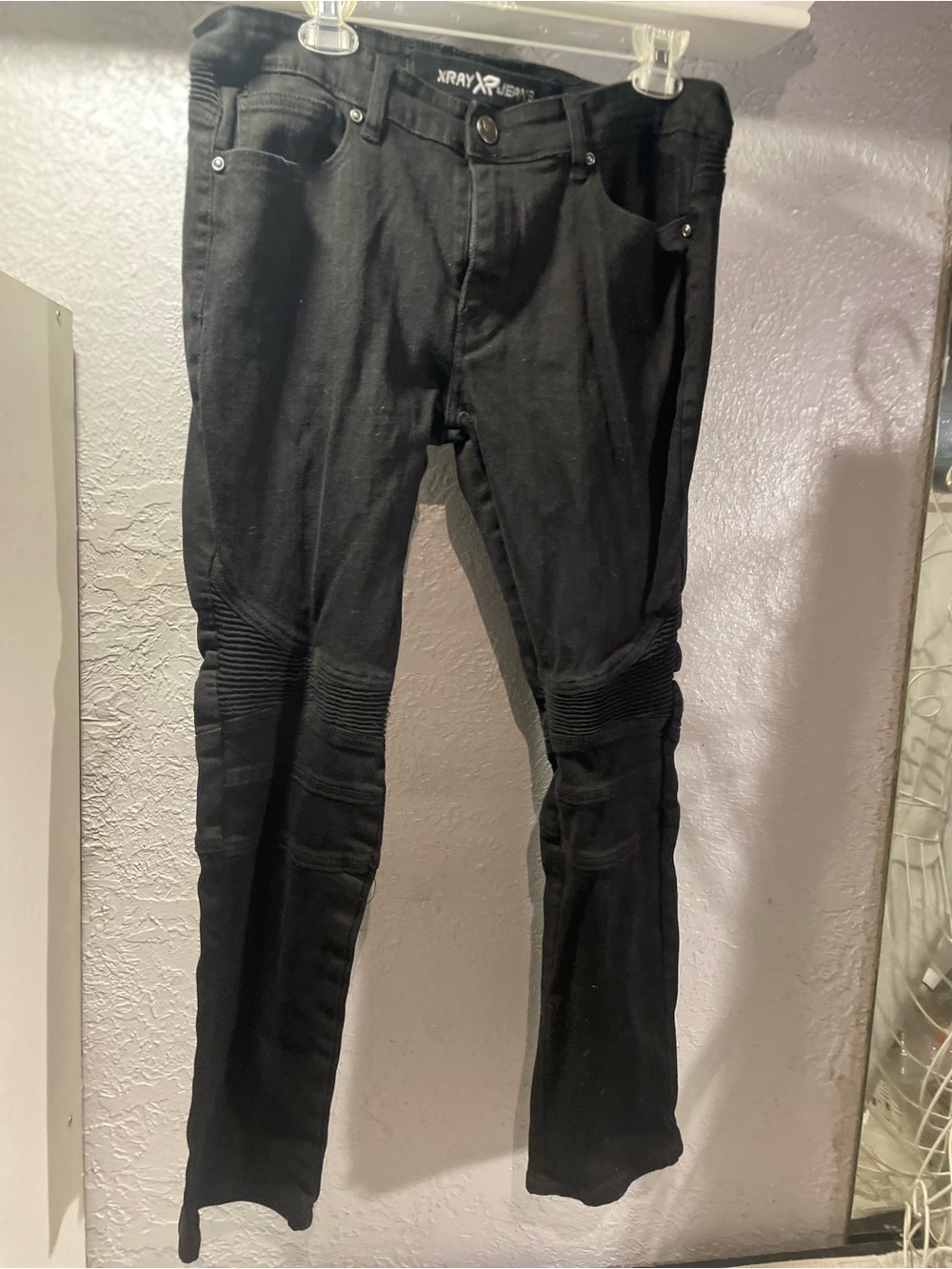 XRay Black Men's Straight Jeans with Ribbed Knee Detail